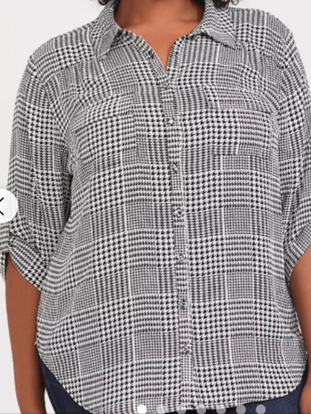 2/$20 Torrid 2X 18-20 Black & White Houndstooth Button-Down Shirt